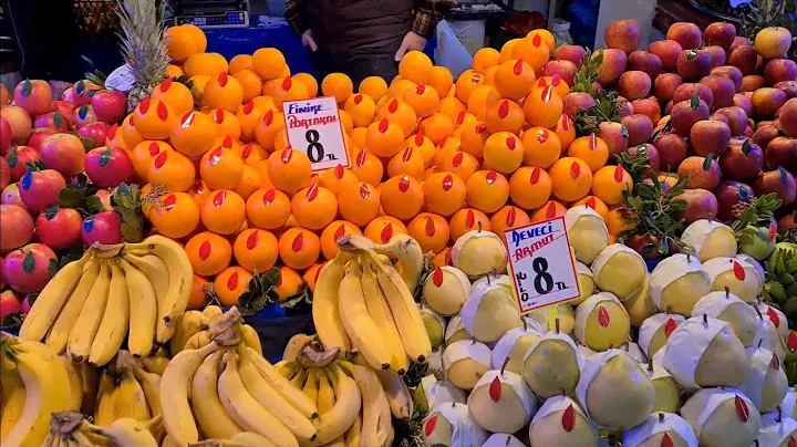 PRICES OF FRUITS AND VEGETABLES IN TURKEY DECEMBER 2021, BURSA BAZAAR / MARKET, WALKING TOUR, 4k