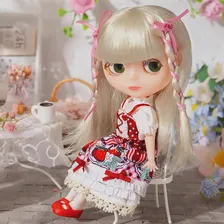 POP MART Blythe Клубничное Платье Подвижная Кукла Маленькая Тканевая Кукла BJD Toy Kawaii Фигурка Игрушки Коллекция Моделей Mystery Box